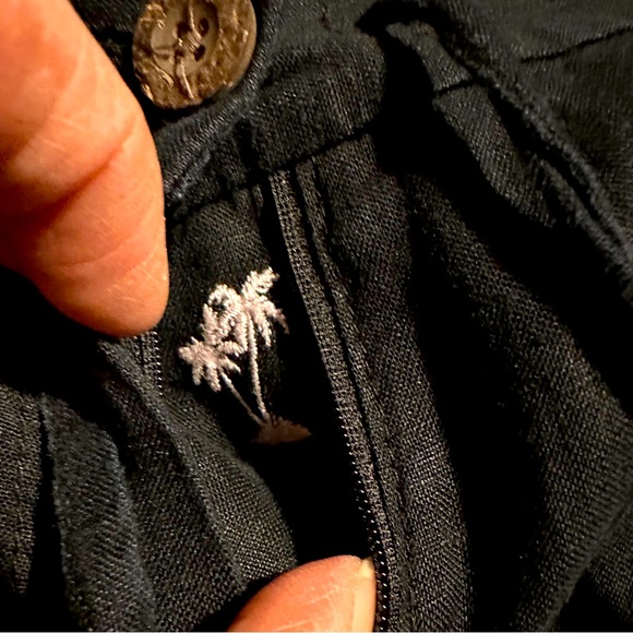 TOMMY BAHAMA WOMENS LINEN BLACK DRAWSTRING BUTTON ZIP POCKETS TWO PALM SHORTS L - Picture 8 of 8